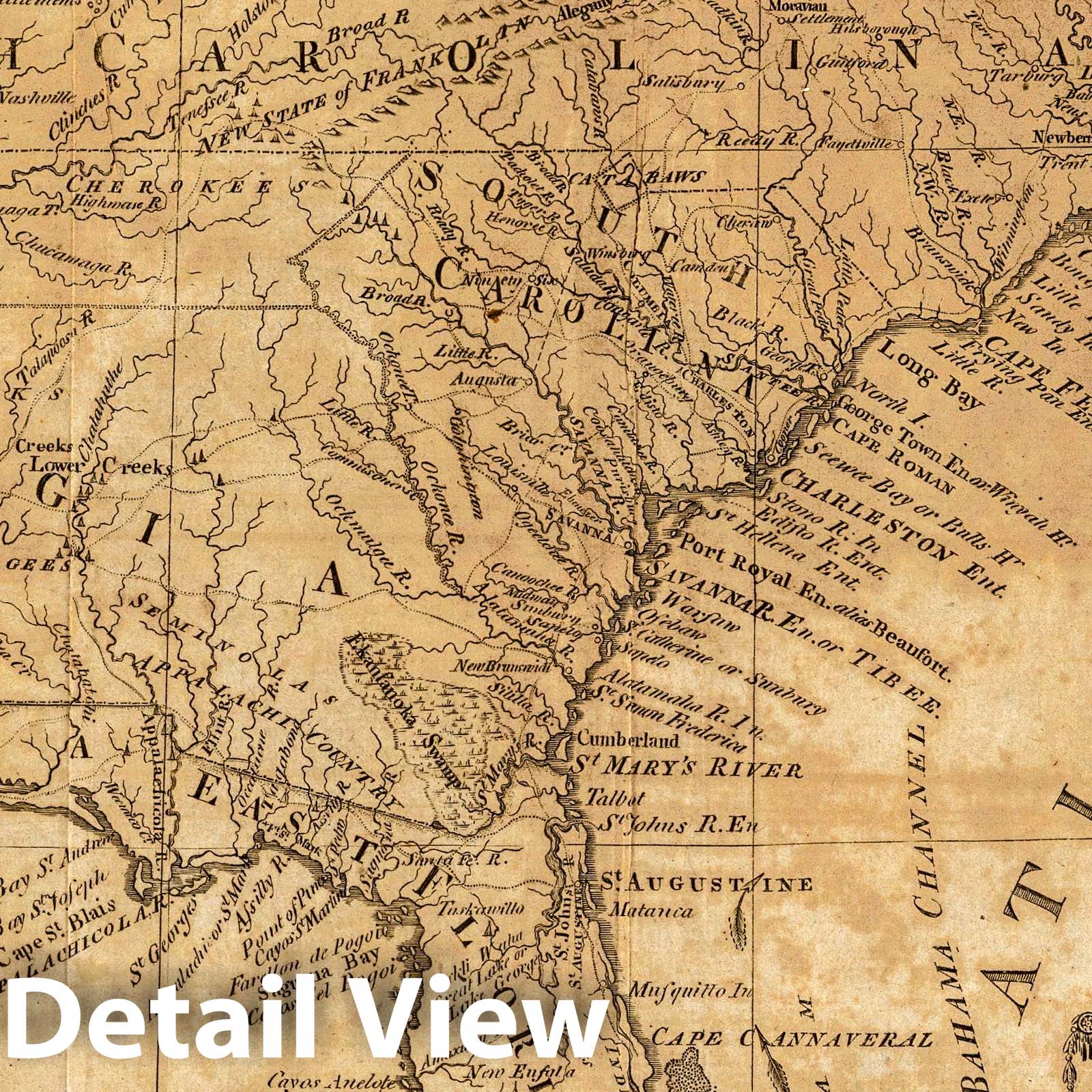 Virginia, North Carolina, South Carolina, Georgia and East and West Florida - Boundary Map, 1789