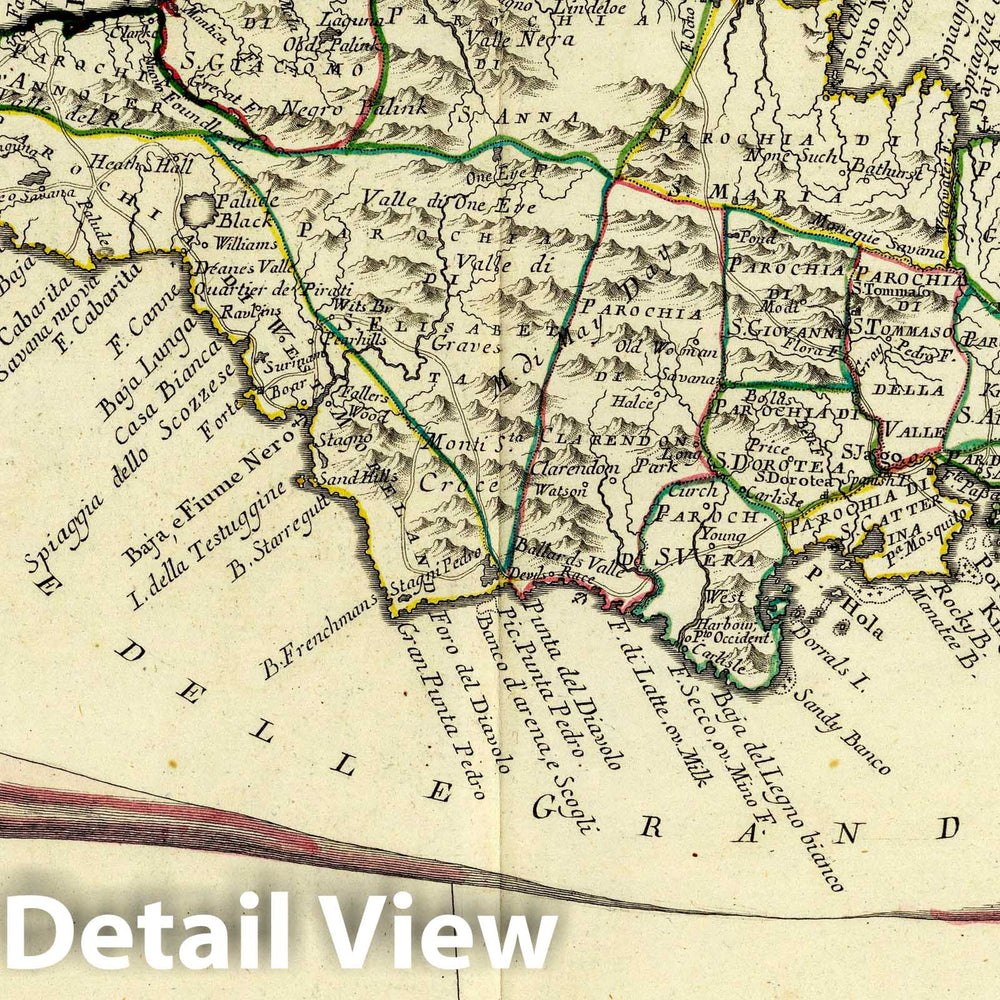 Historic Map : Jamaica, 1778 La Giammaica. , Vintage Wall Art