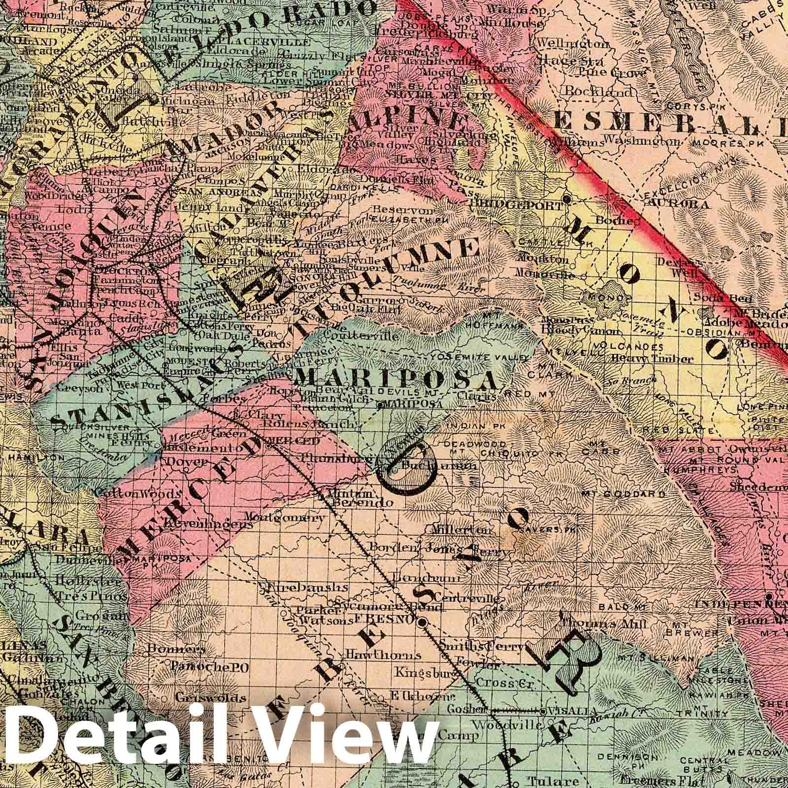 California and Nevada - Road Map, 1877 - Historical Map Print