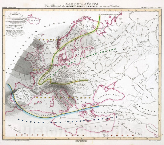 Historic Map : 1849 Karte Von Europa. - Vintage Wall Art