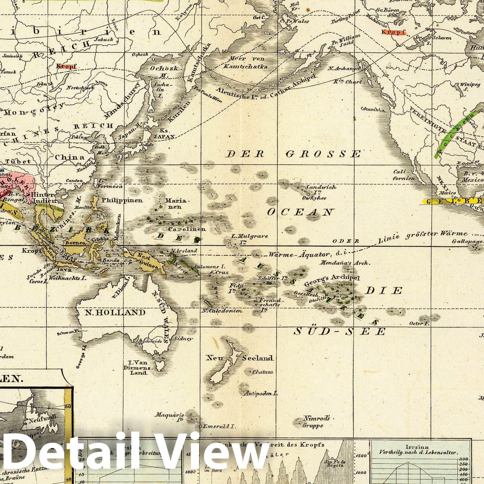 World - Geographical Distribution of Diseases, 1849 - Historical Map Print
