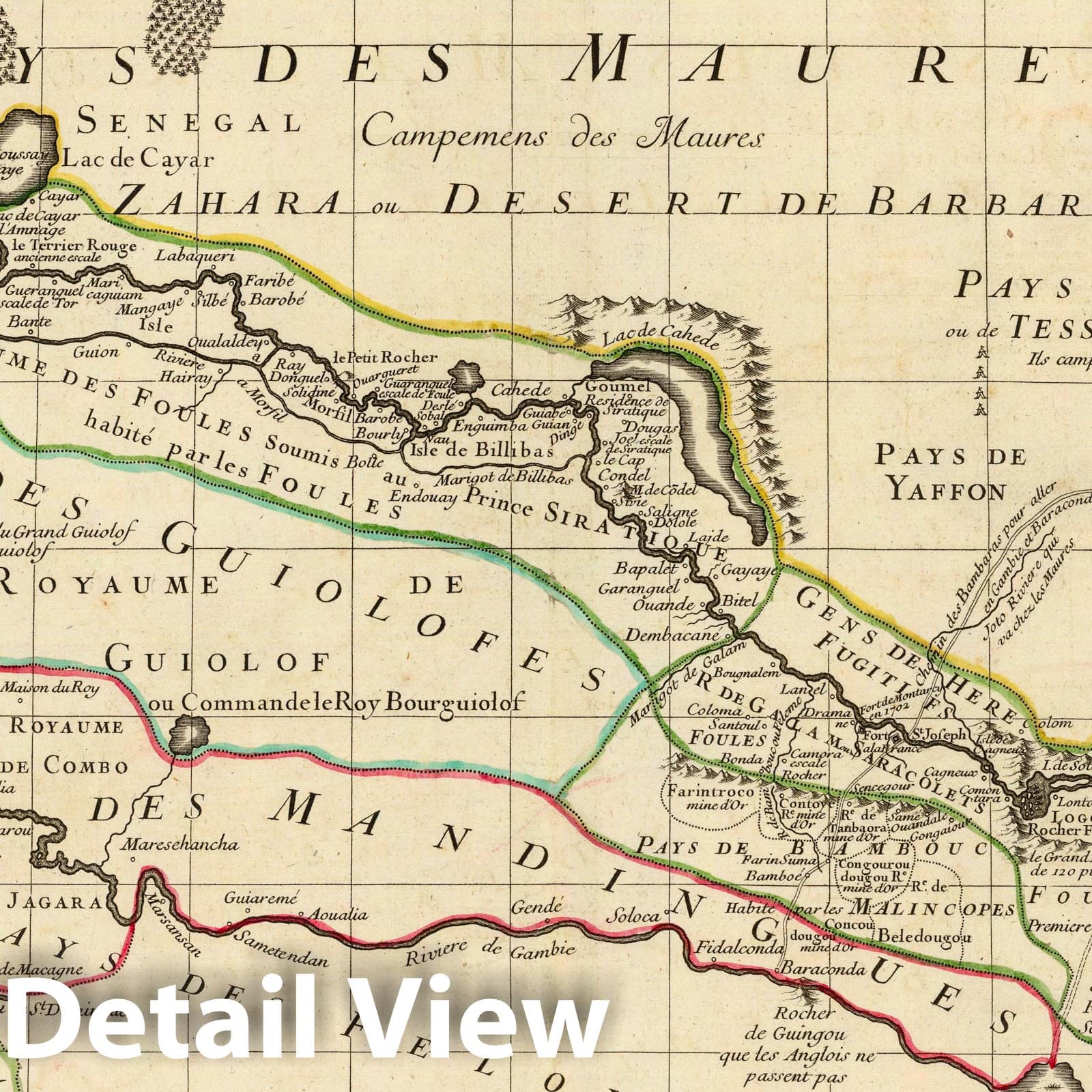 West Africa, Senegal - Route Map, 1727 - Historical Map Print