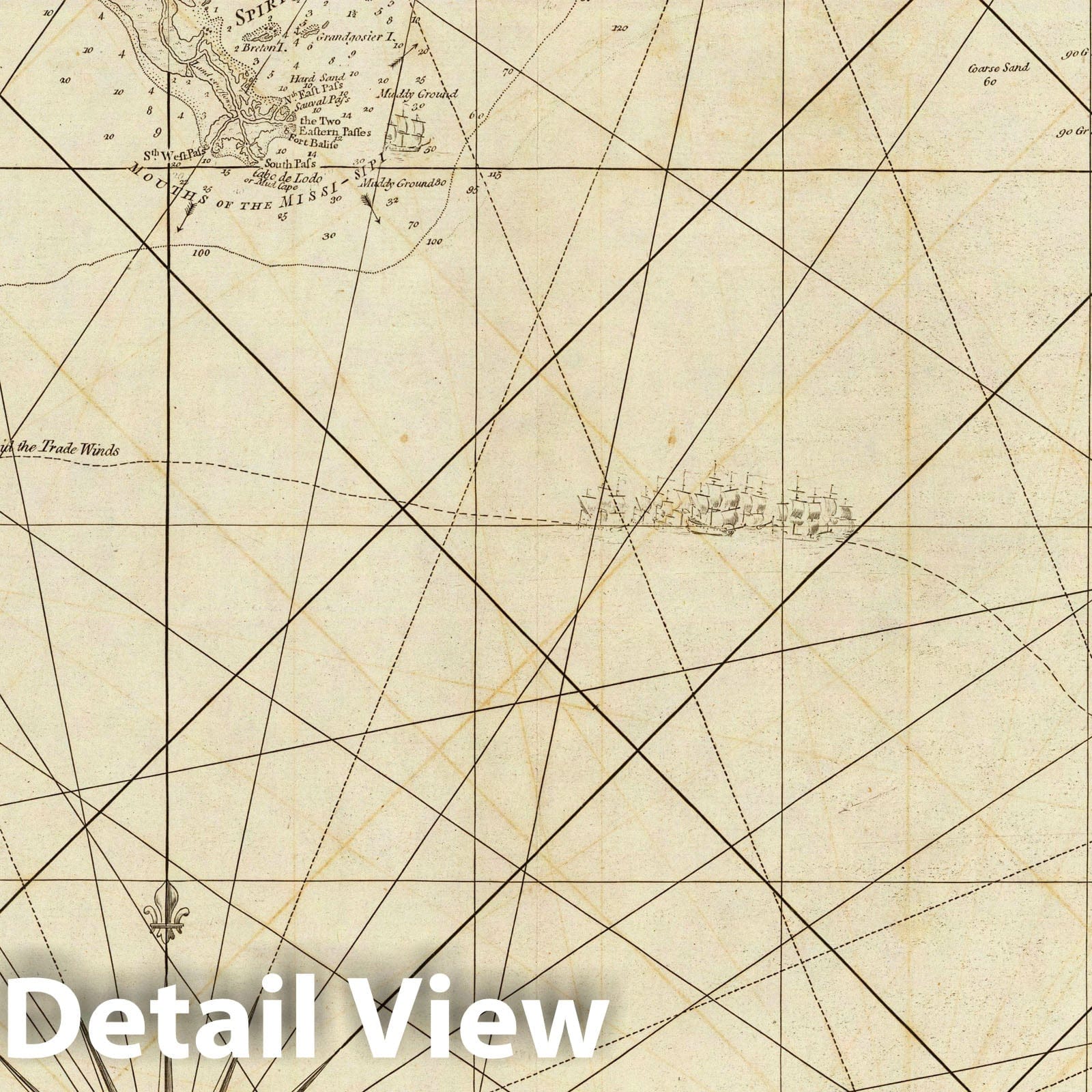 West Florida and Louisiana - Nautical Chart, 1775 - Historical Map Print