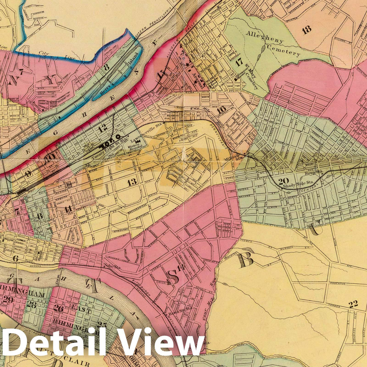 Pittsburgh and Allegheny, Pennsylvania - River Map, 1877
