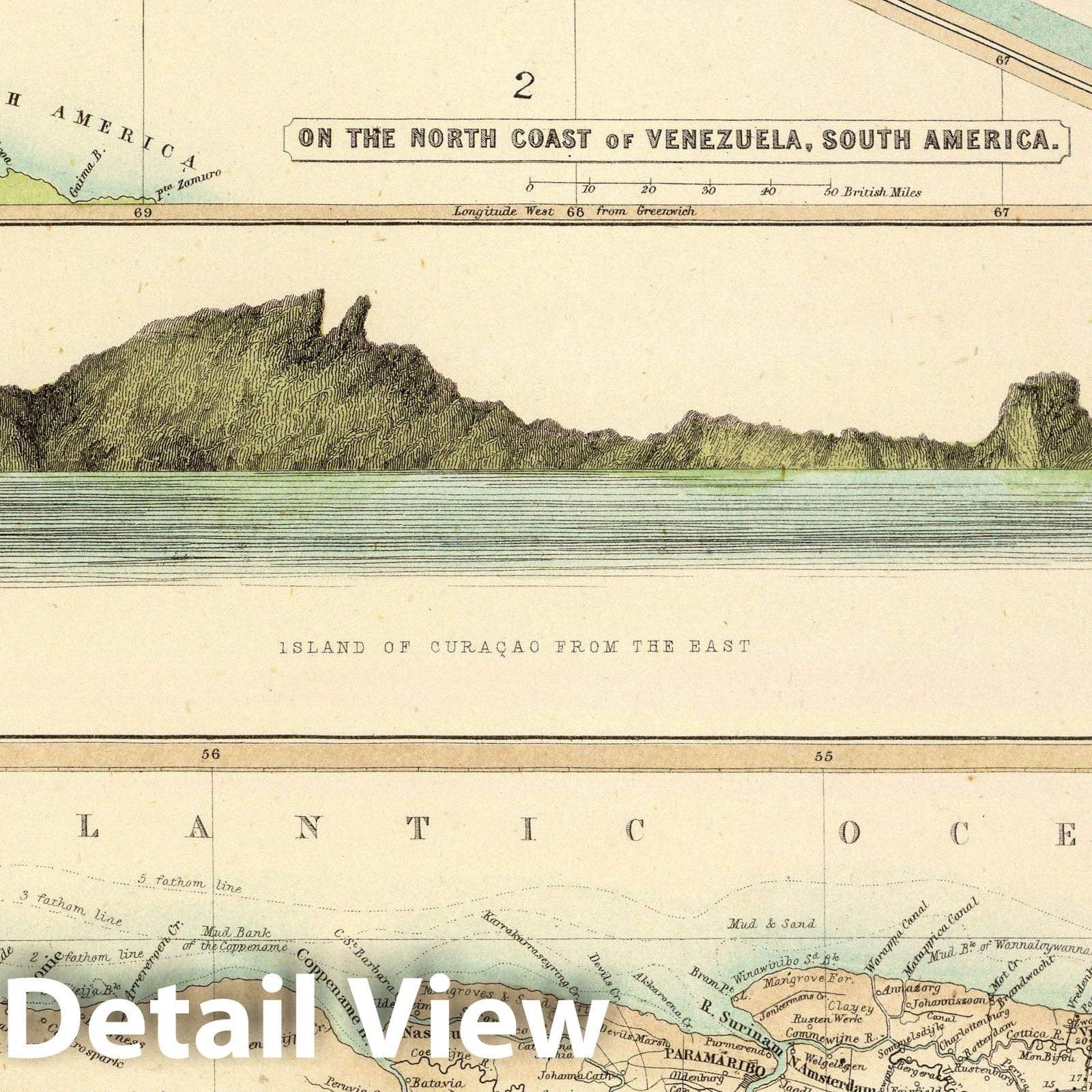 Dutch Possessions in South America and the West Indies, 1872 - Historical Map Print
