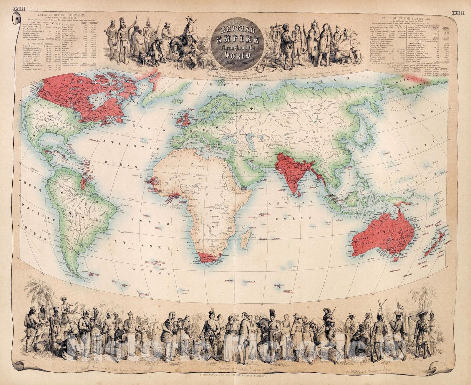 Historic Map : 1872 British Empire Throughout the World Exhibited In One View. - Vintage Wall Art