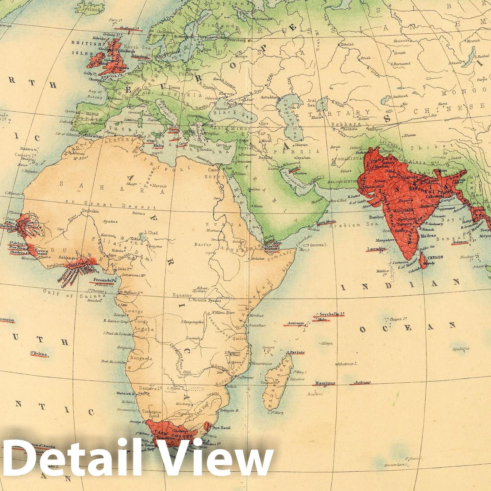 Historic Map : 1872 British Empire Throughout the World Exhibited In One View. - Vintage Wall Art