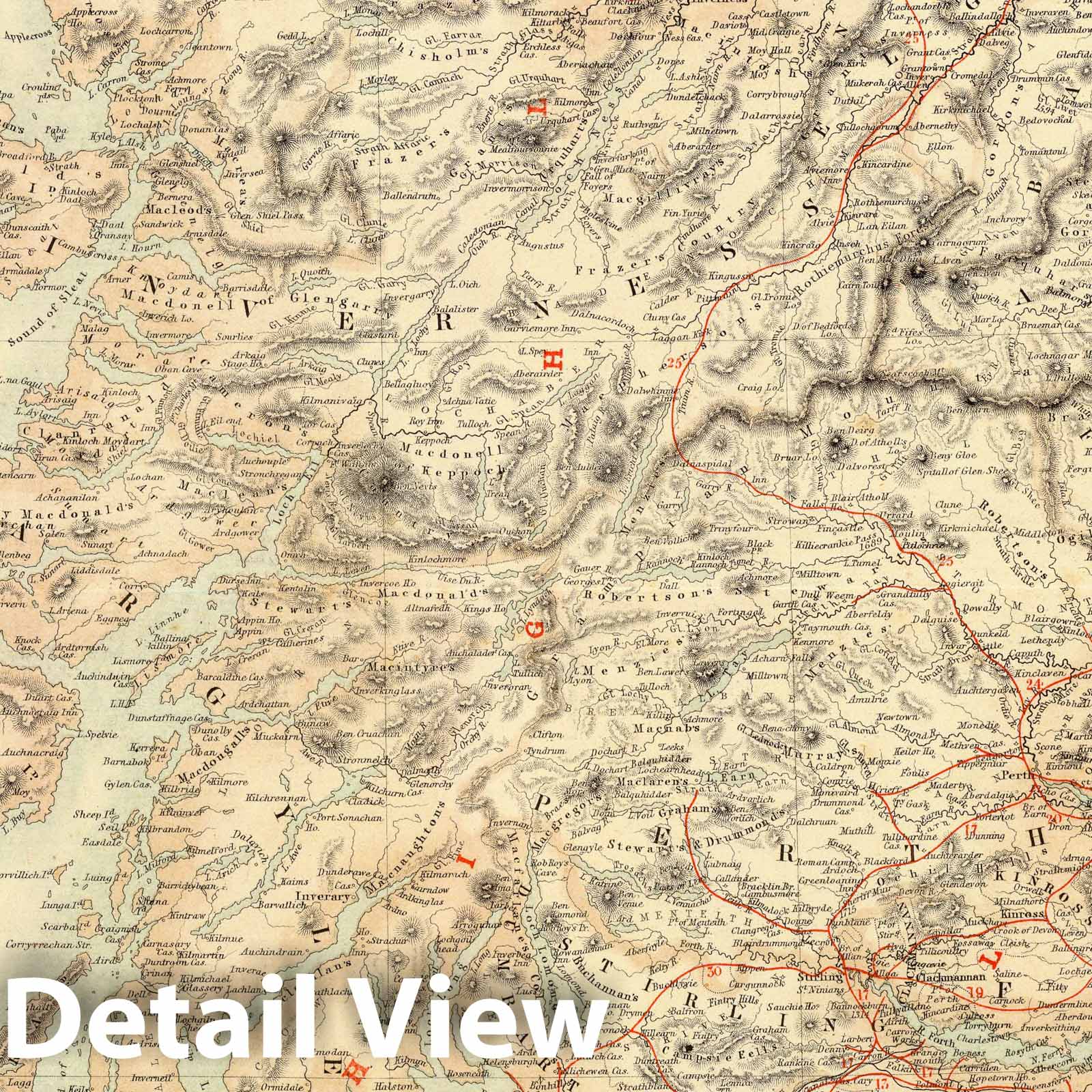 Scotland with Orkney and Shetland Islands - Railroad Map, 1872