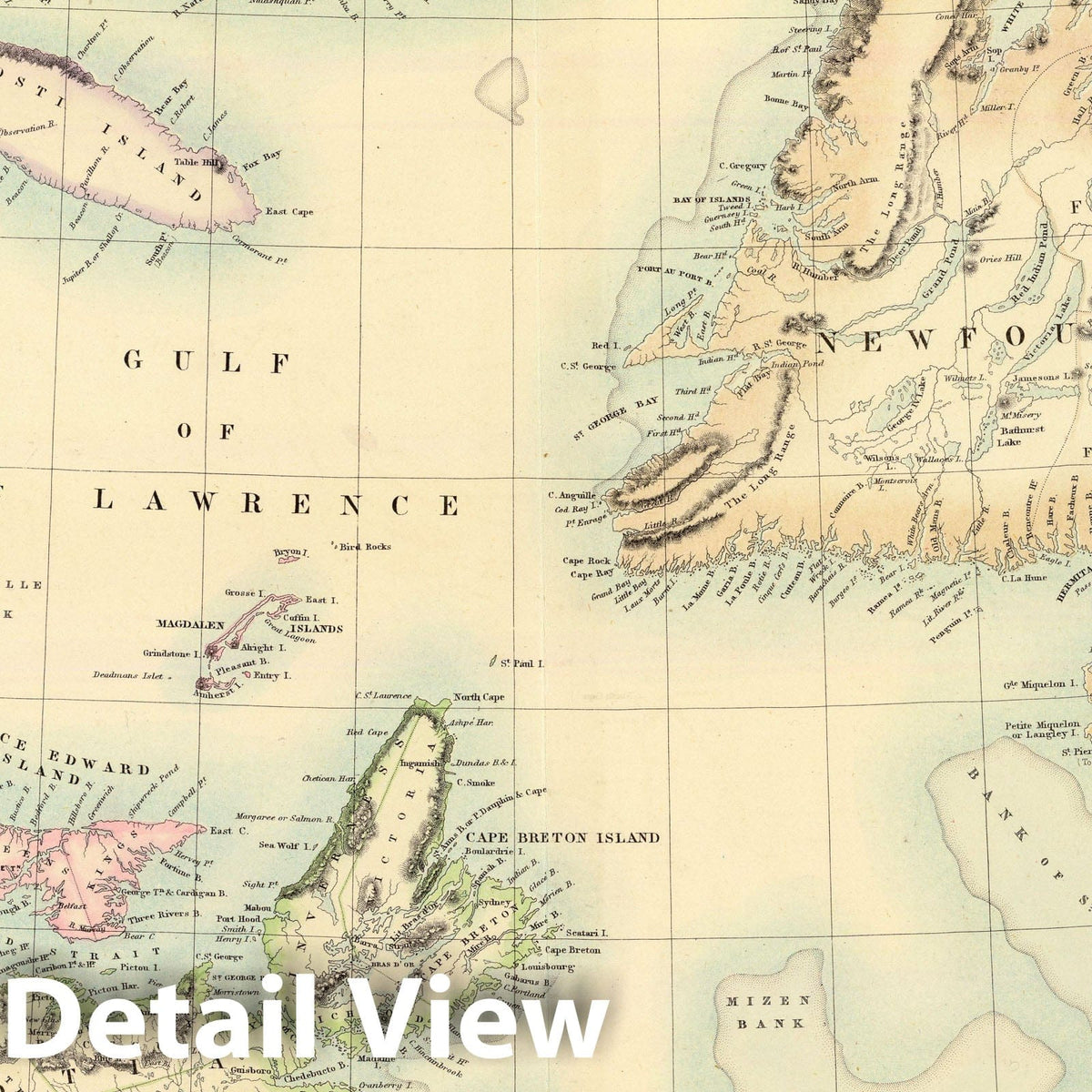 Newfoundland, New Brunswick, Nova Scotia & Prince Edward Island 1872 Historical Map Print