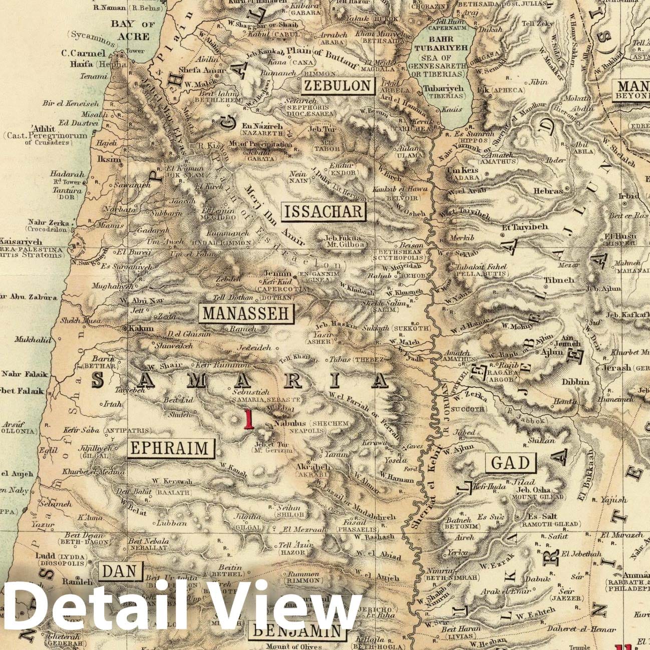 Holy Land and Biblical Regions, 1872 - Historical Map Print