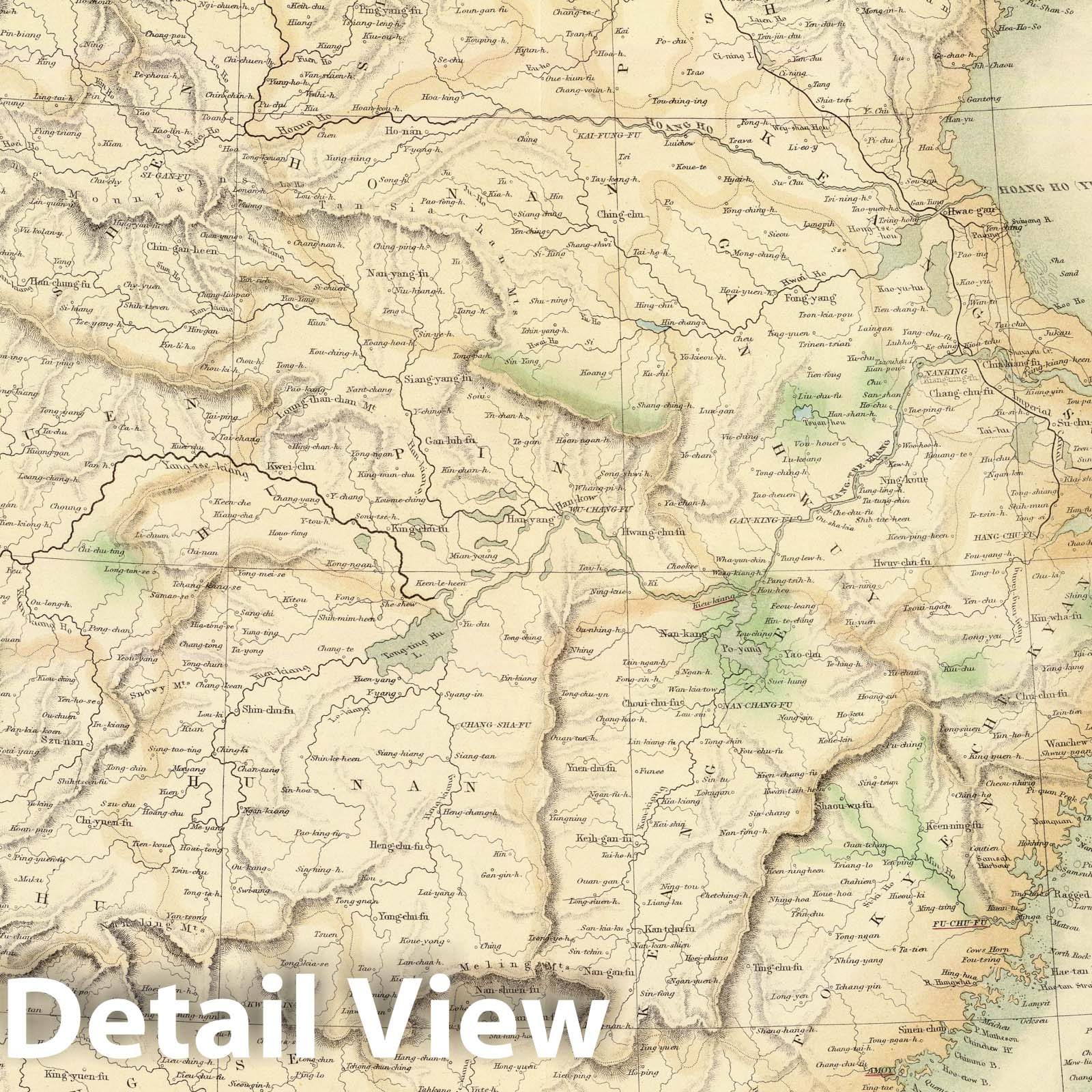 China with Island of Chusan and Canton River Estuary, 1872 - Historical Map Print