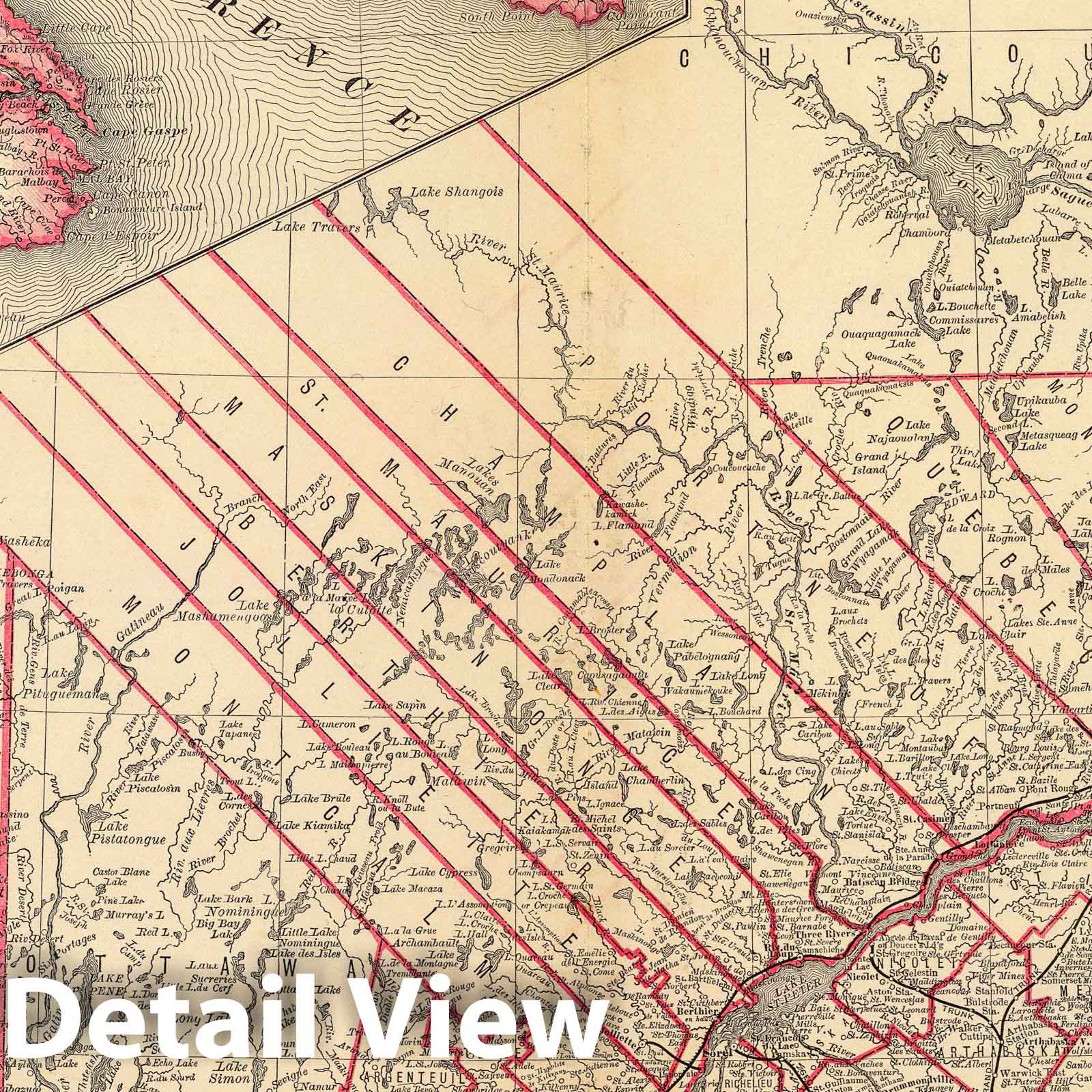 Quebec - Railroad Map, 1879 - Rand McNally Historical Map Print