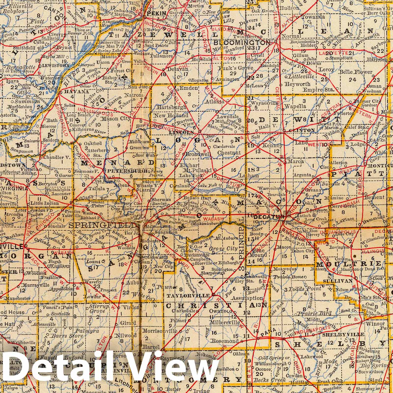 Illinois - Railroad Map, 1879 - Historical Map Print
