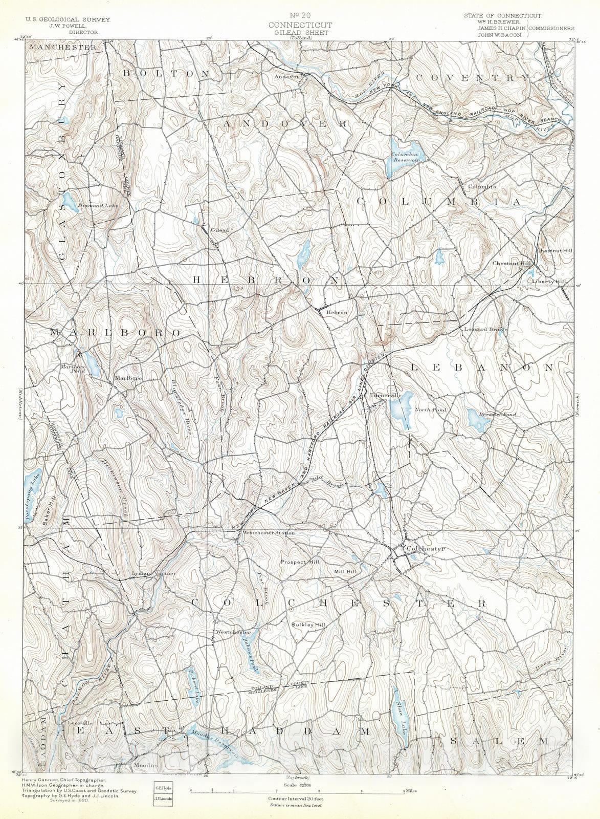 Historic Map : 1893 20. Gilead sheet. - Vintage Wall Art