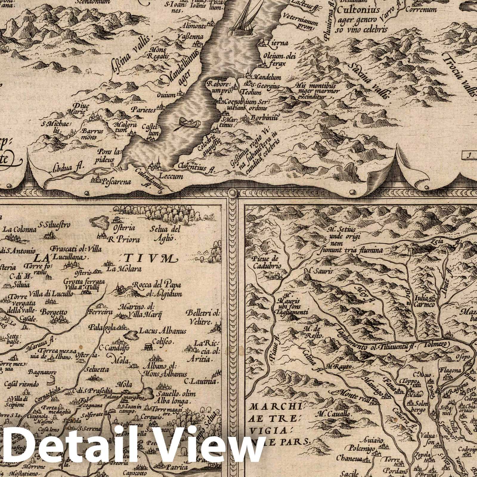 Lake Como, Roman Territory, and Friuli, Italy 1570 Historical Map Reproduction