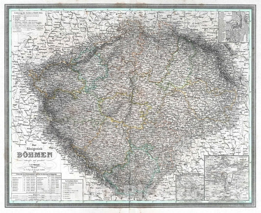 Historic Map : Czech Republic, Bohemia 1838 Das Koenigreich Boehmen. Kingdom of Bohemia. , Vintage Wall Art