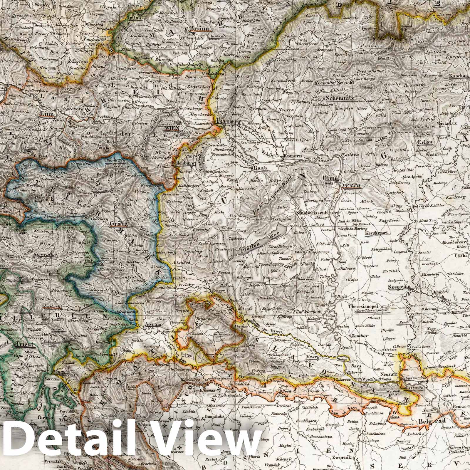 Austrian Empire, 1836 - Historical Map Print