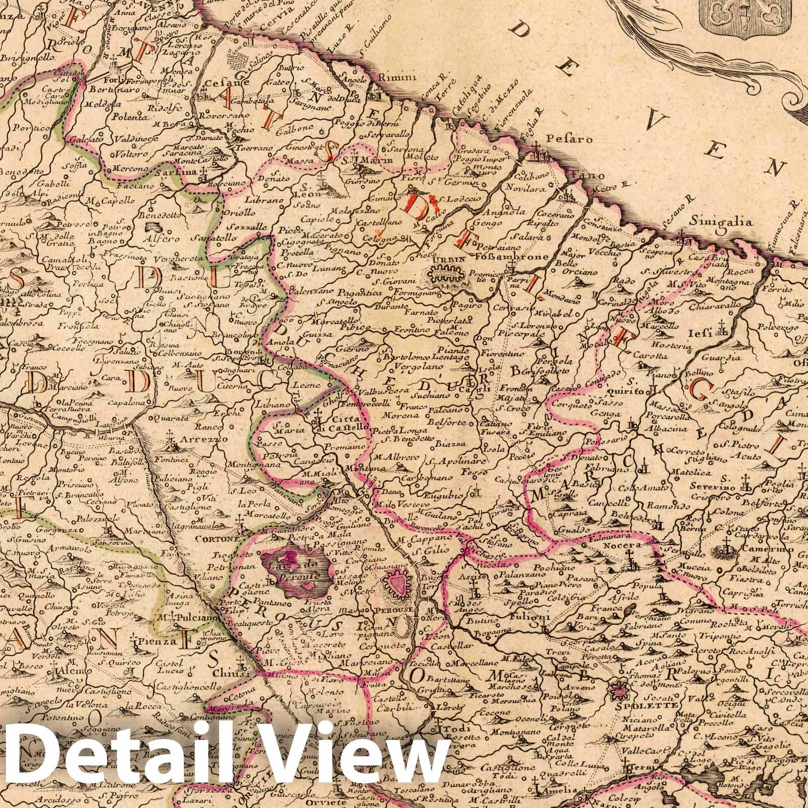 Papal States and Tuscany - River Map, 1719 - Historical Map Reproduction