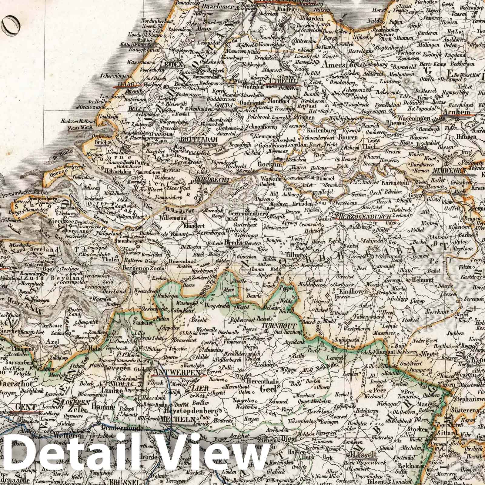 Kingdoms of the Netherlands and Belgium, 1841 - Historical Map Print