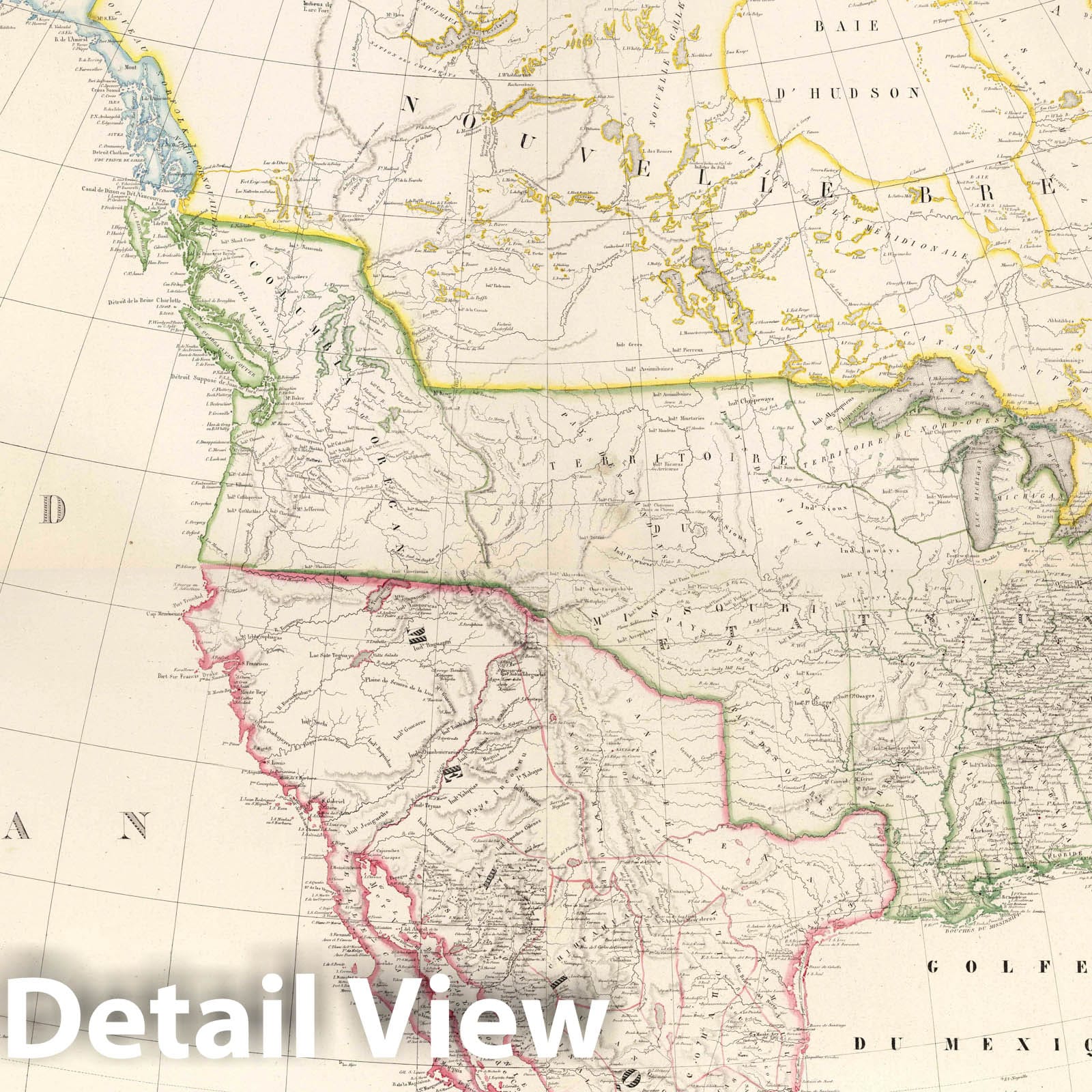 North America - River Map, 1834 - Historical Map Print
