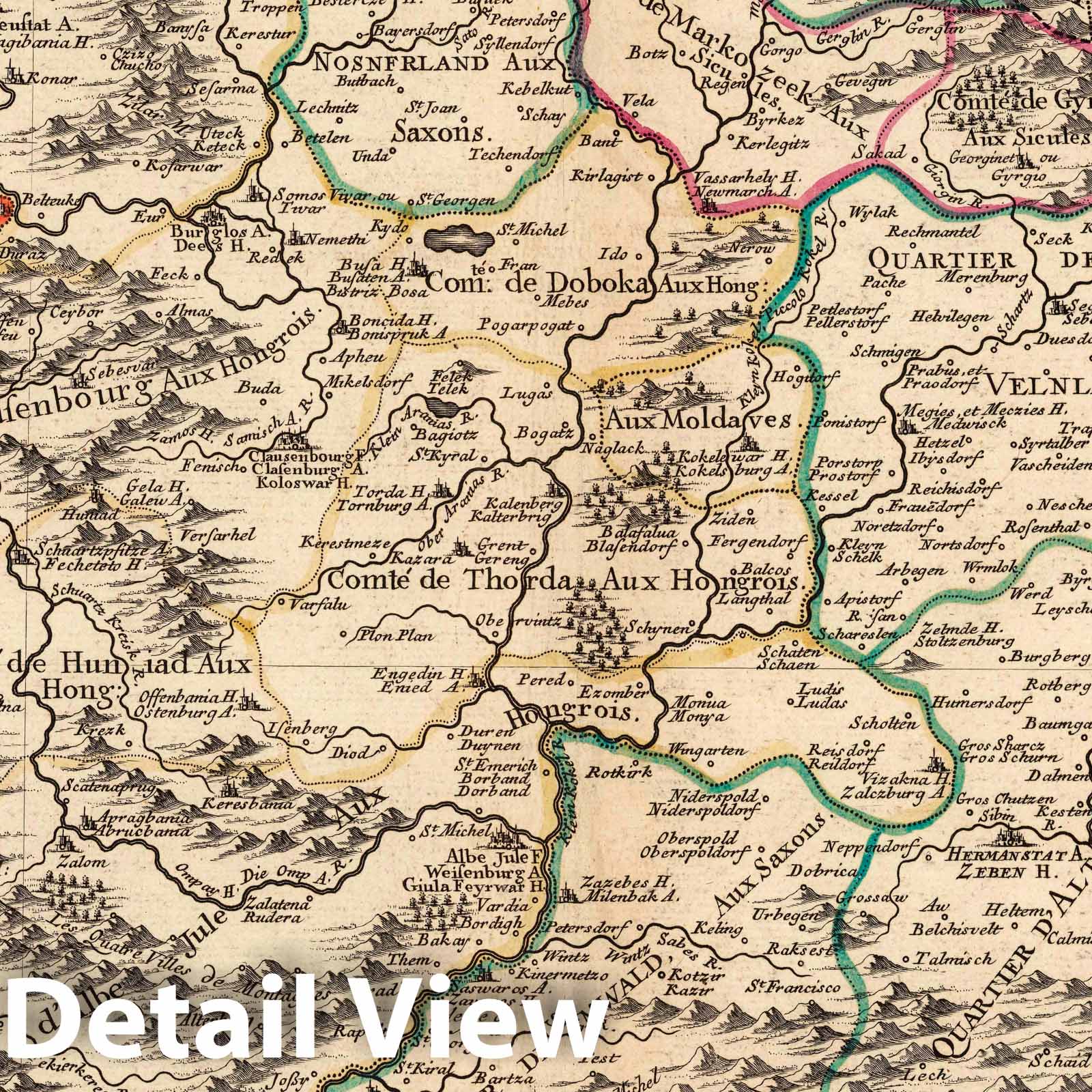 Transylvania - River Map, 1691 - Historical Map Print
