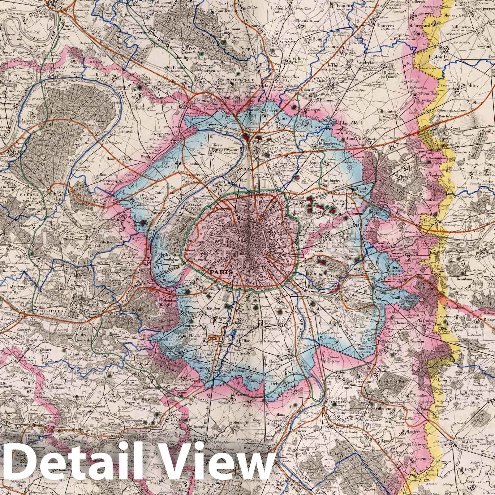 Environs de Paris, 1876 - Historical Map Print