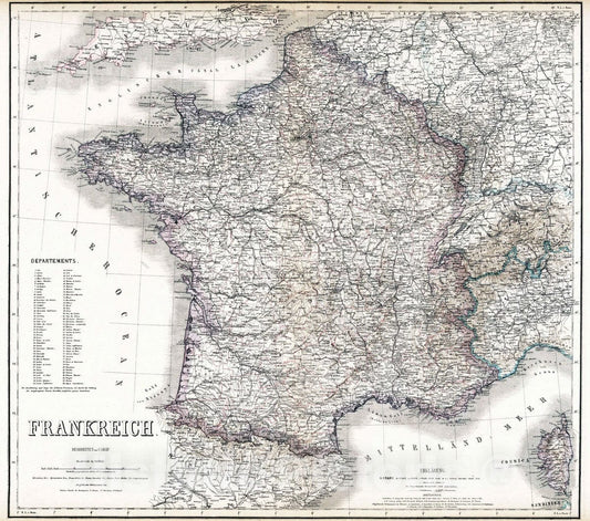 Historic Map : 1886 France. v1 - Vintage Wall Art