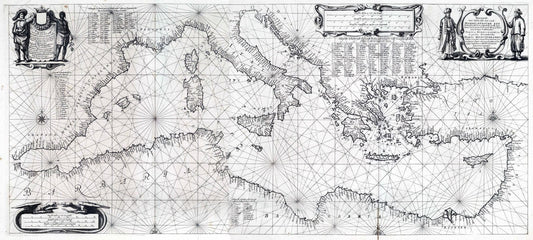 Historic Map : Chart Atlas - 1650 Composite Map: Pascaarte Middelandsche Zee Tabula Hydrographica Maris Mediterranei. - Vintage Wall Art