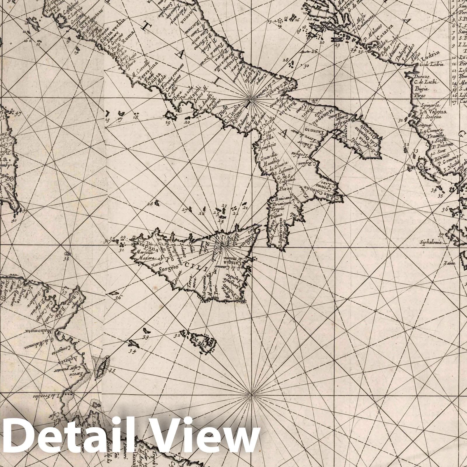 Mediterranean Sea - Nautical Chart, 1650 - Historical Map Print