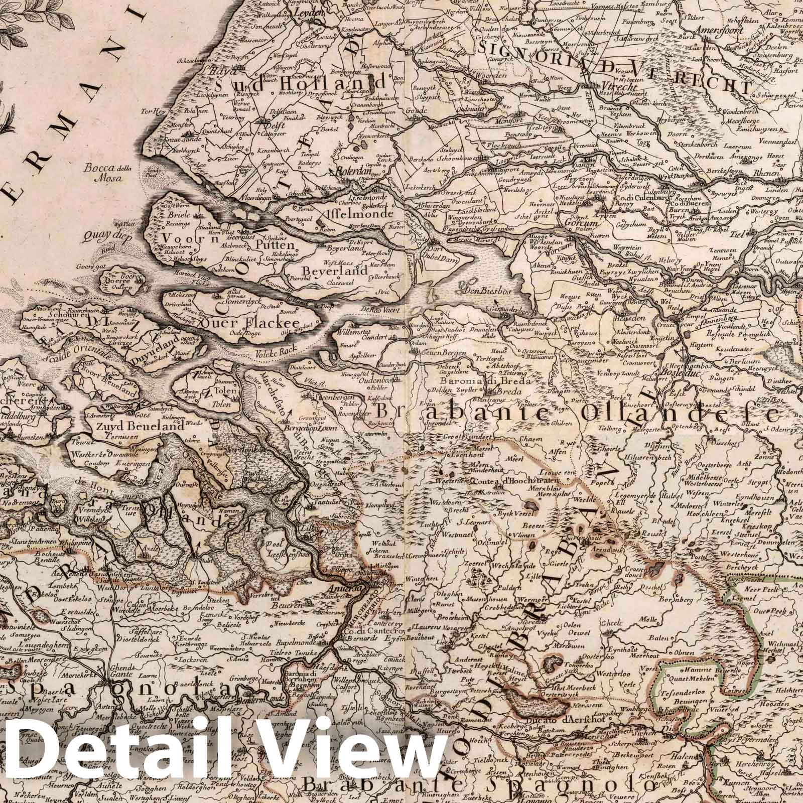 Historic Map : Belgium, , Europe 1689 Composite map: Le diecisette provincie de Paesi Bassi, 46-49 , Vintage Wall Art