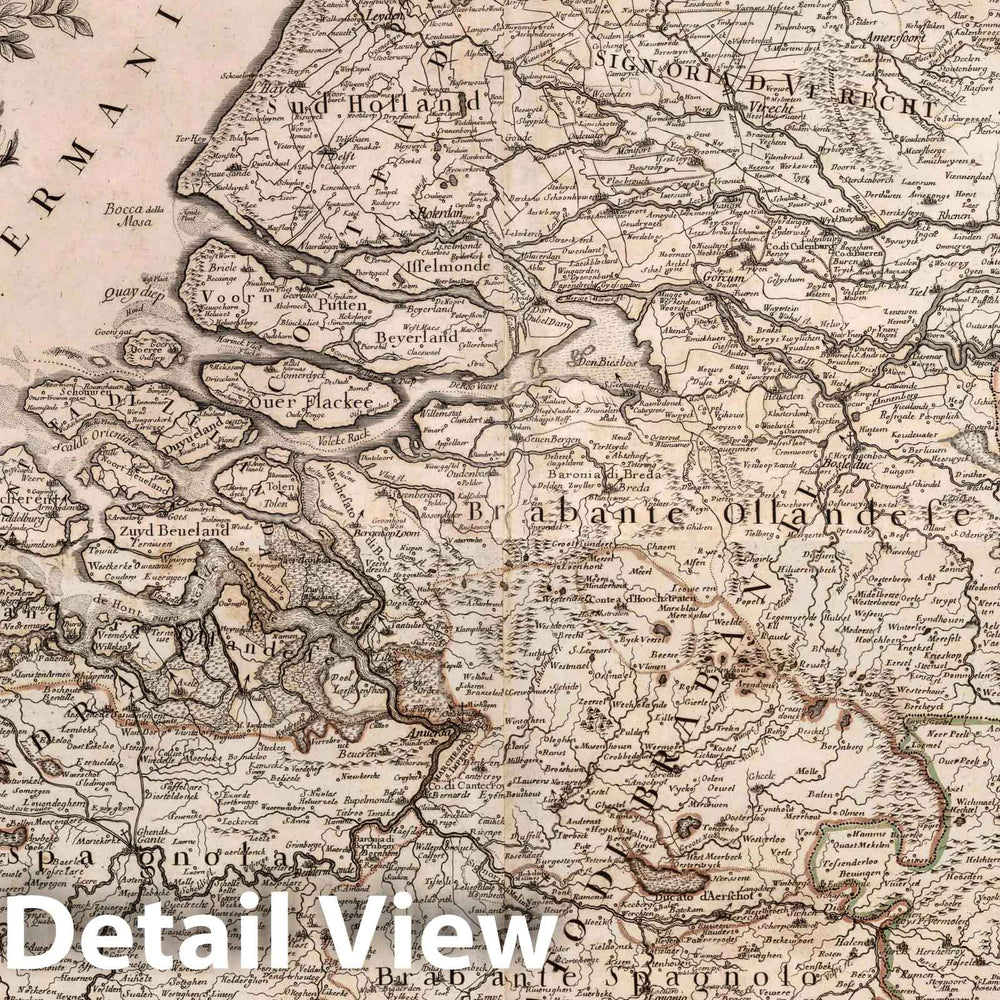 Historic Map : Belgium, , Europe 1689 Composite map: Le diecisette provincie de Paesi Bassi, 46-49 , Vintage Wall Art