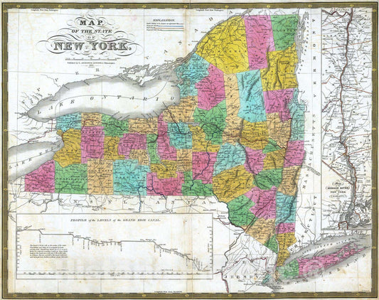 Historic Map : National Atlas - 1831 State of New York. - Vintage Wall Art