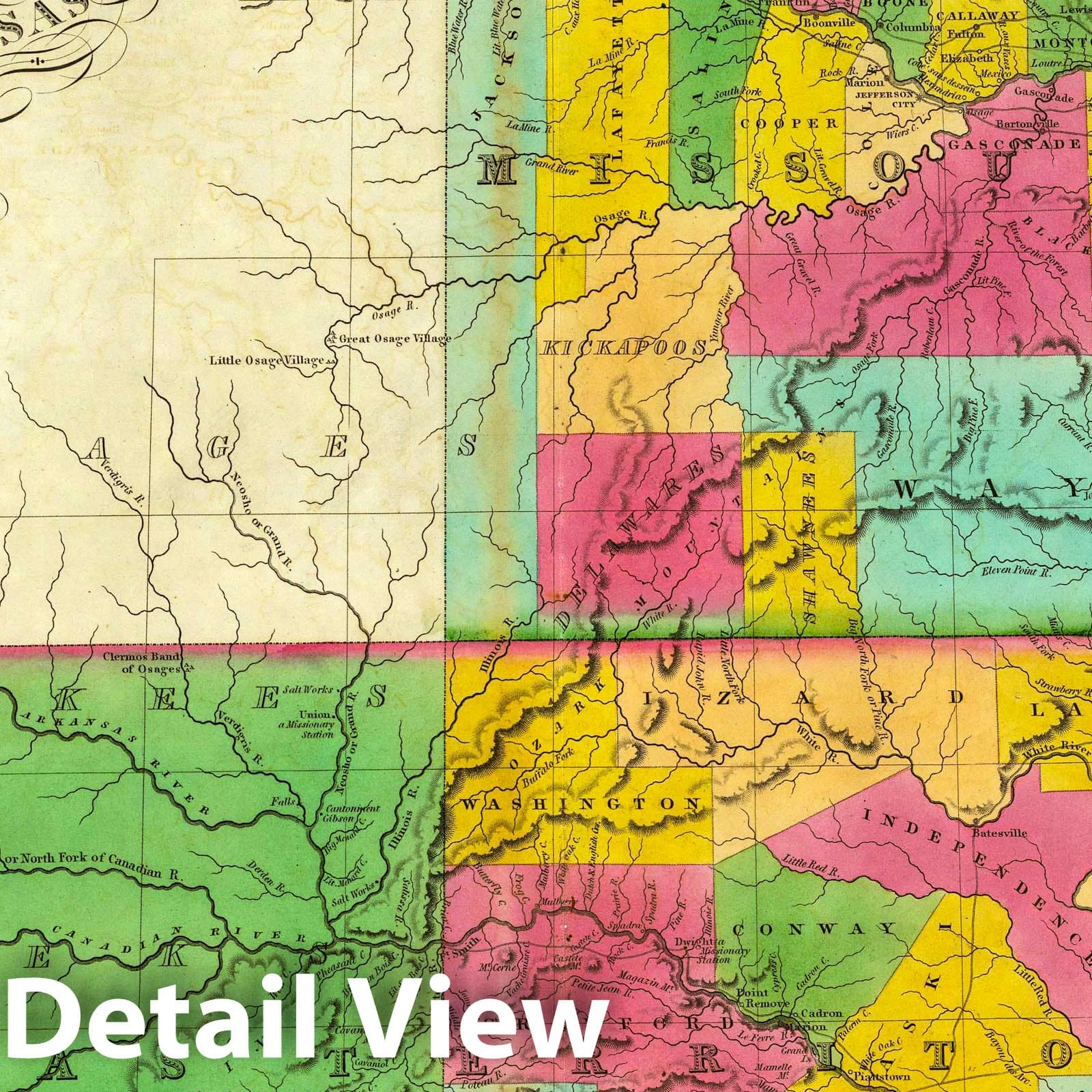 Missouri and Arkansas Territory 1831 Historical Map Print