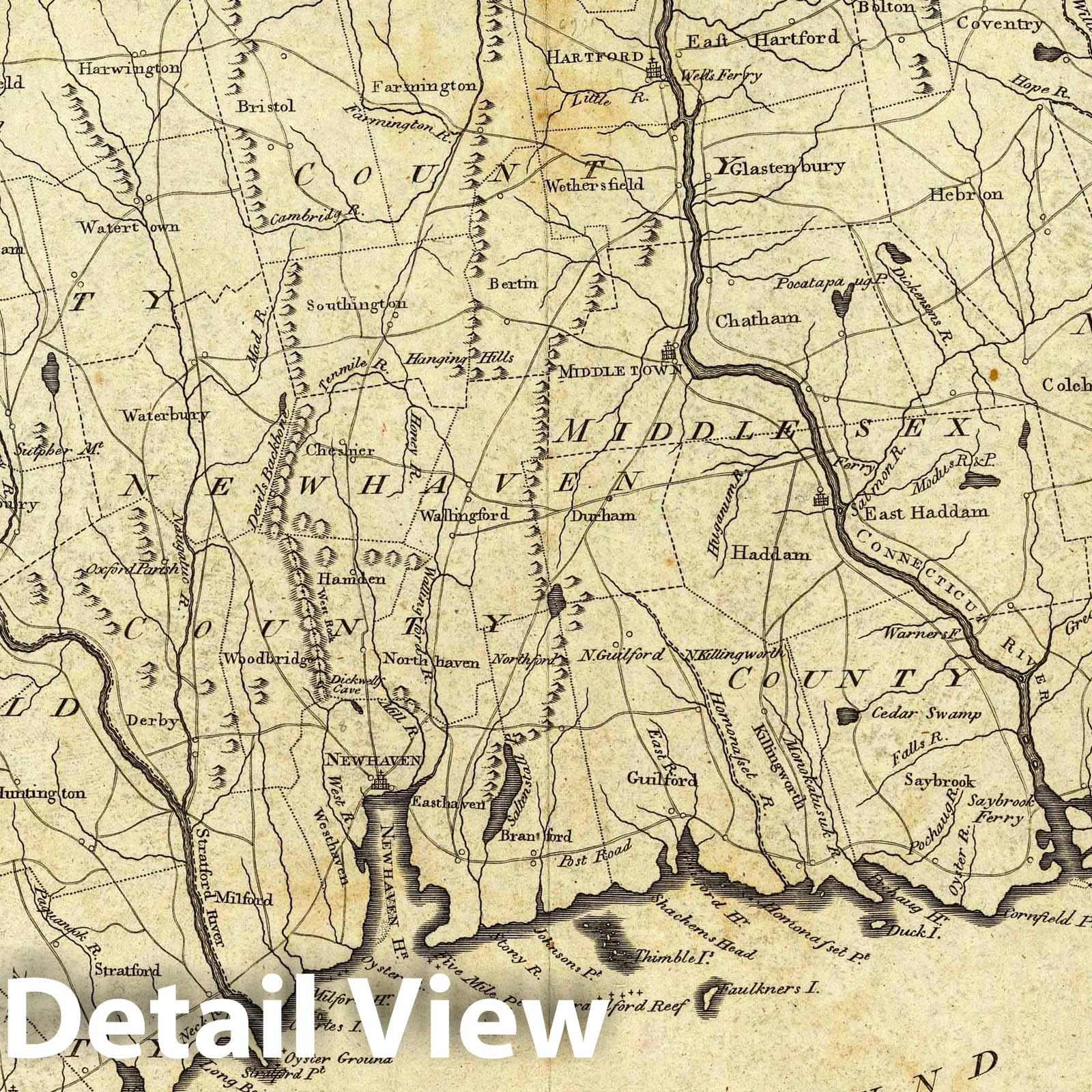 Connecticut, 1796 - Historical Map Print
