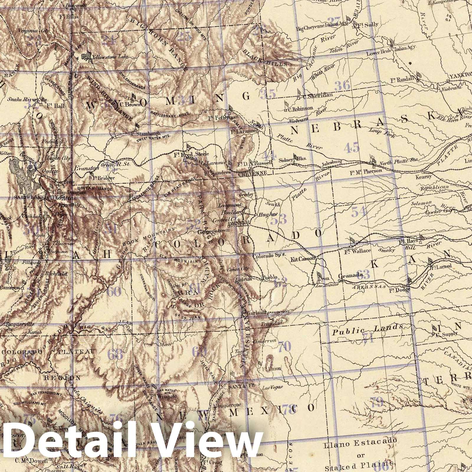 Wheeler Survey: U.S. West - Geologic Map, 1874 - Historical Topographic Print