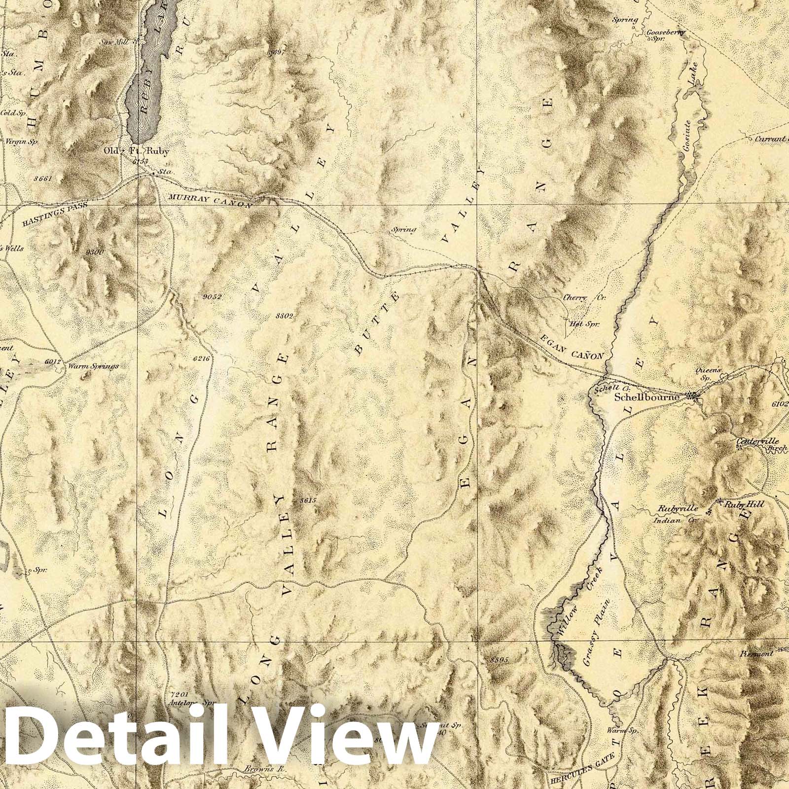 Wheeler Survey: Eastern Nevada and Western Utah - Geologic Map, 1872