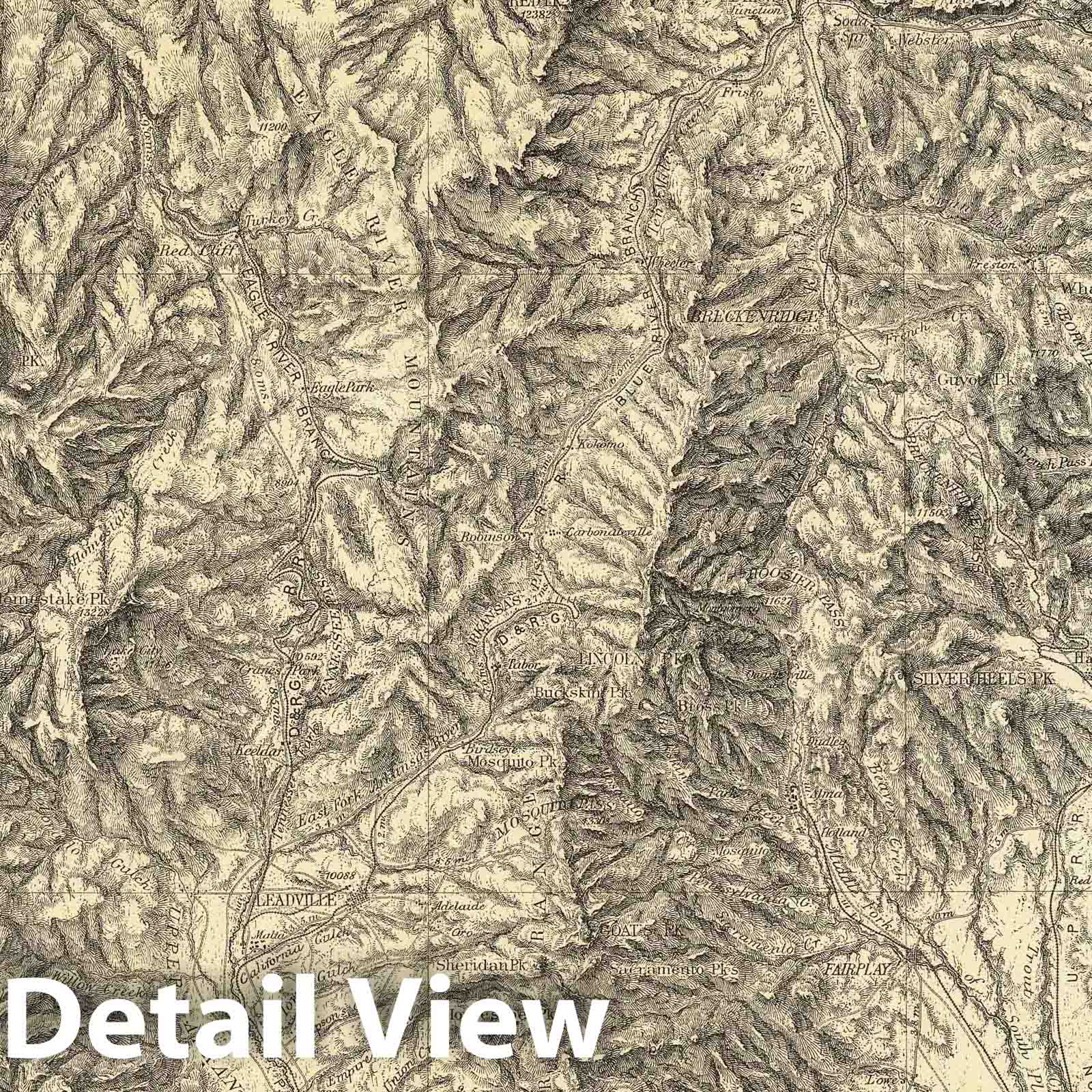 Wheeler Survey: Central Colorado - Sheet 52D, 1879 - Historical Topographic Map Print