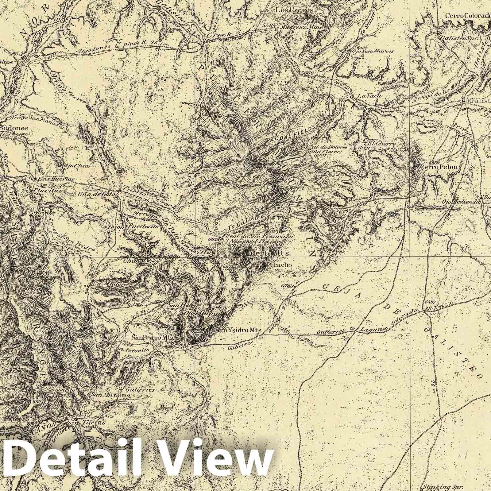 Wheeler Survey: Central New Mexico - Sheet No. 77B, 1877 - Historical Topographic Map Print