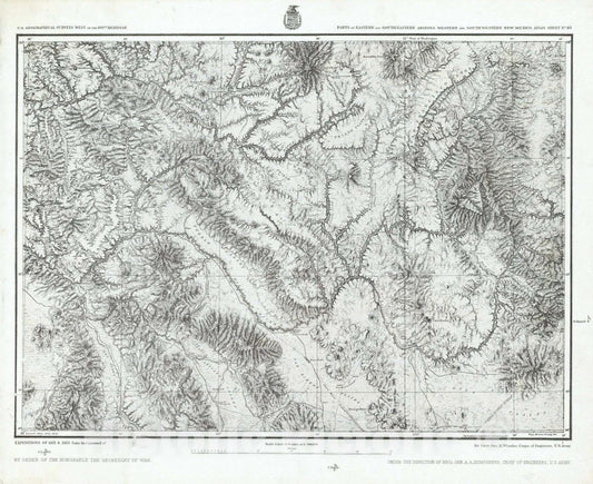 Historic Map : National Atlas - 1876 83. Parts Of Eastern And SouthEastern Arizona Western And South Western New Mexico. - Vintage Wall Art