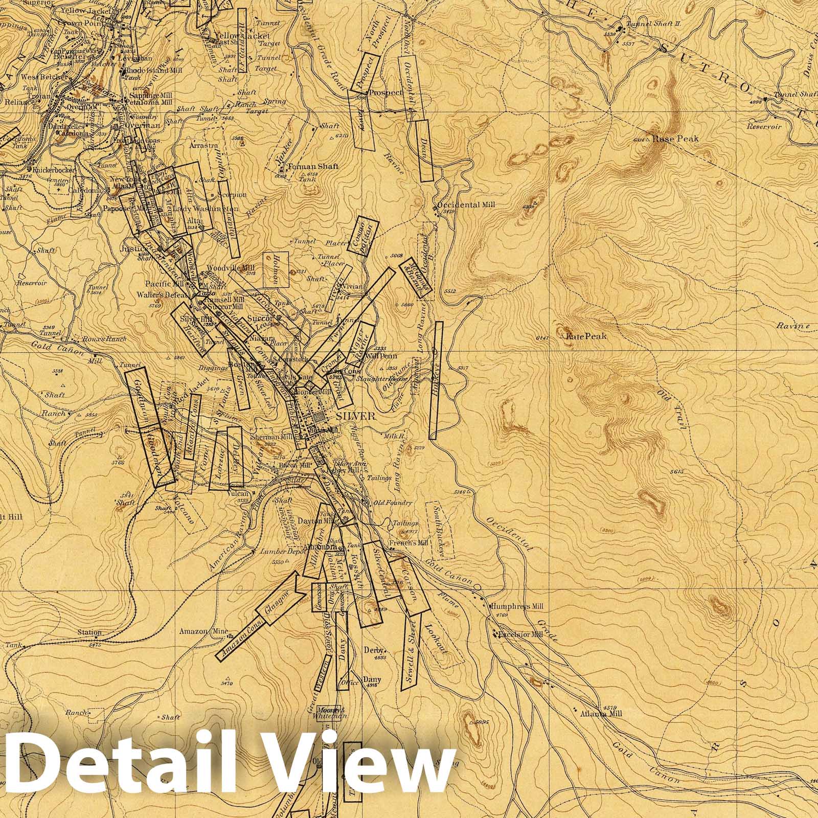 Washoe District, Nevada - Geologic Map, 1879