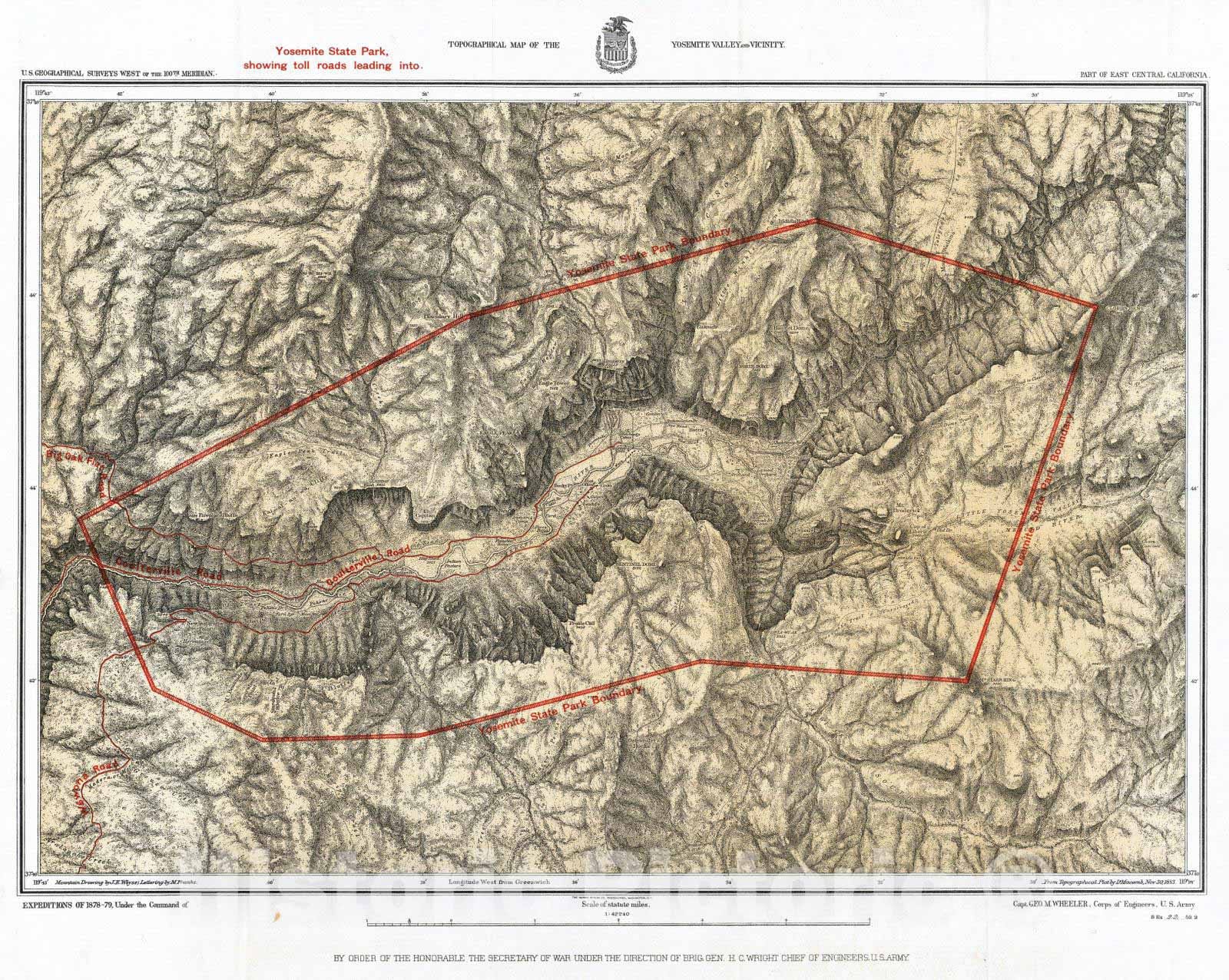 Historic Map : National Atlas - 1893 Topographical Map Of The Yosemite Valley And Vicinity. - Vintage Wall Art