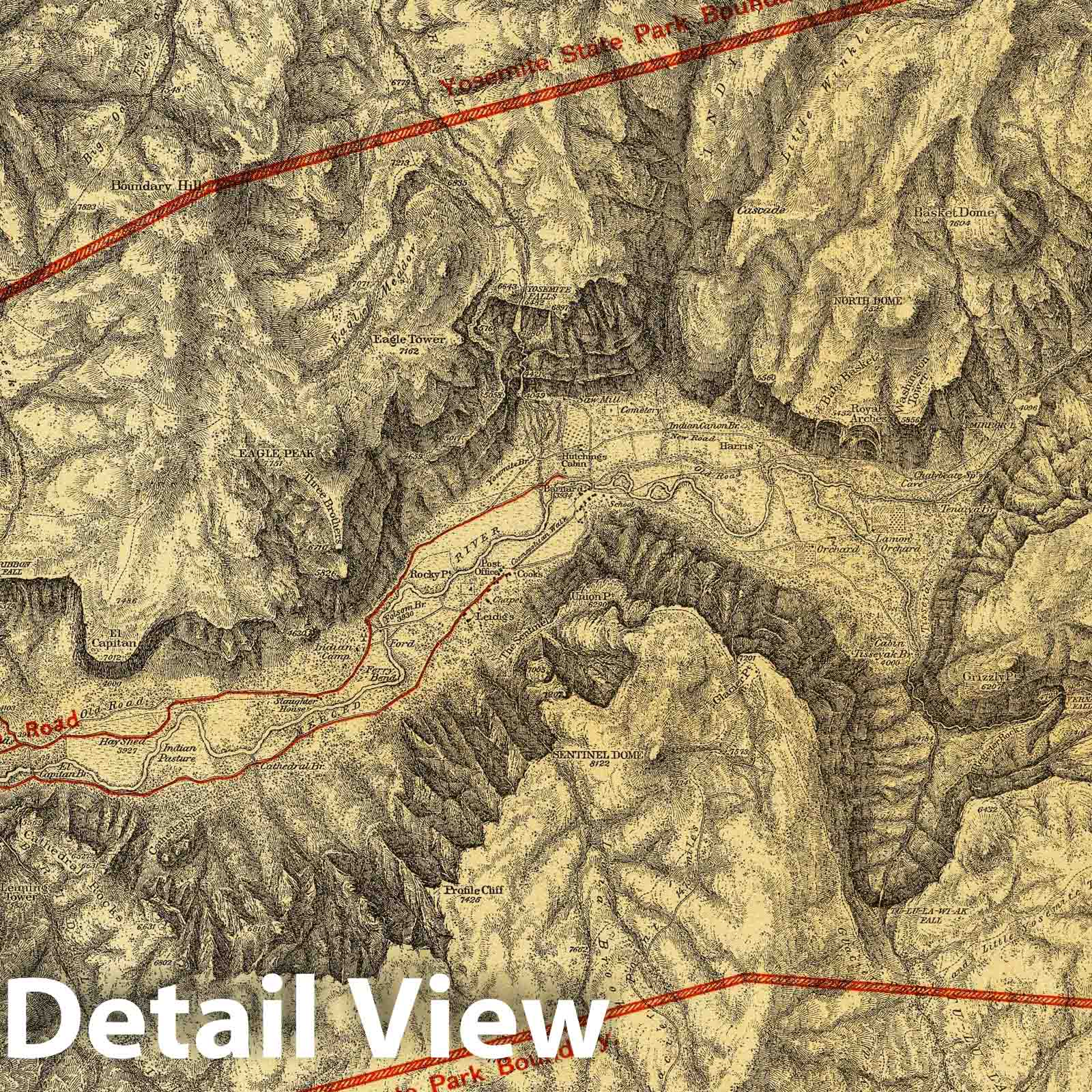 Wheeler Survey: Yosemite Valley, California - Road Map, 1893