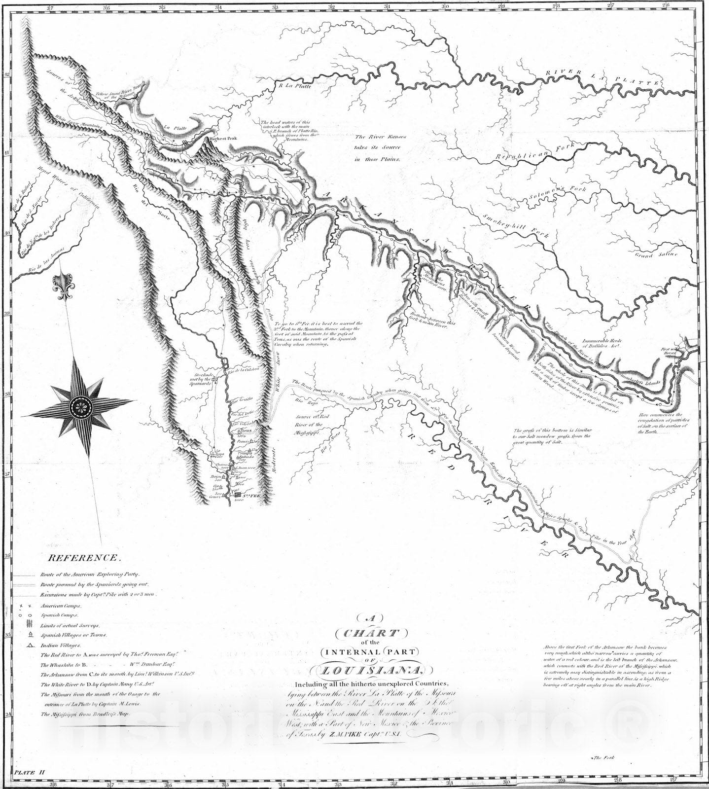 Historic Map : Exploration Book - 1810 Chart of the Internal Part of Louisiana. - Vintage Wall Art