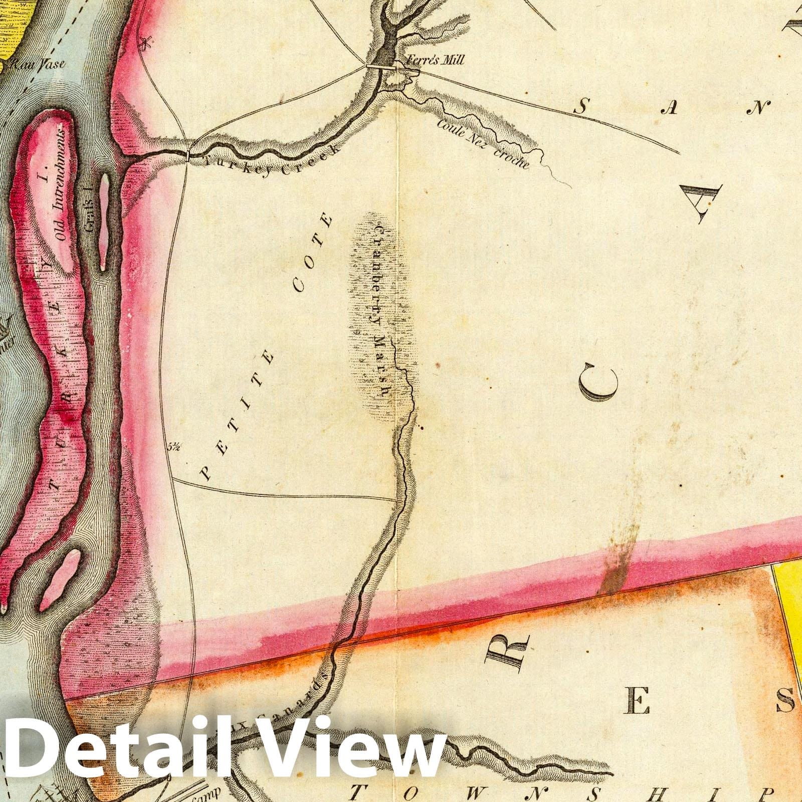 Detroit River, Michigan - Military Map, 1815 - Historical Map Print