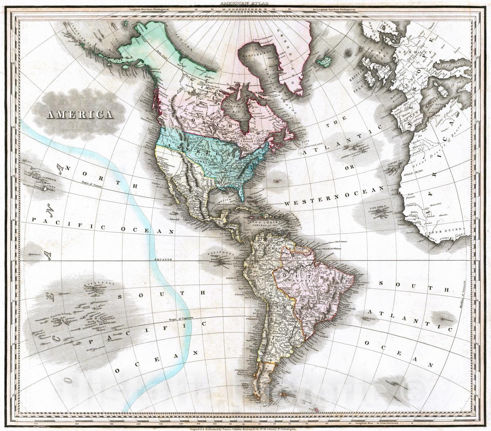 Historic Map : 1823 America. - Vintage Wall Art