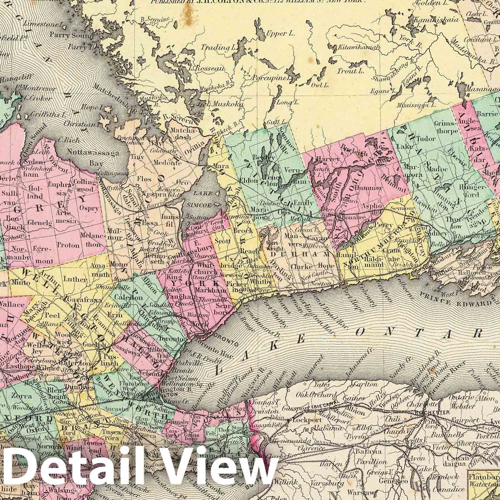 Ontario, Canada - Canal Map, 1856 - Historical Map Reproduction