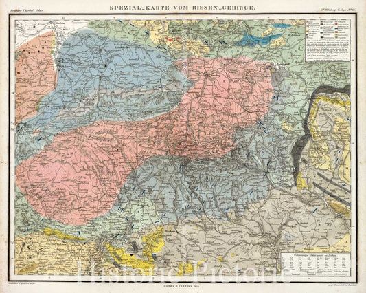 Historic Map : Czech Republic; Poland, 1843 Spezial-Karte vom Riesen-Gebirge. , Vintage Wall Art