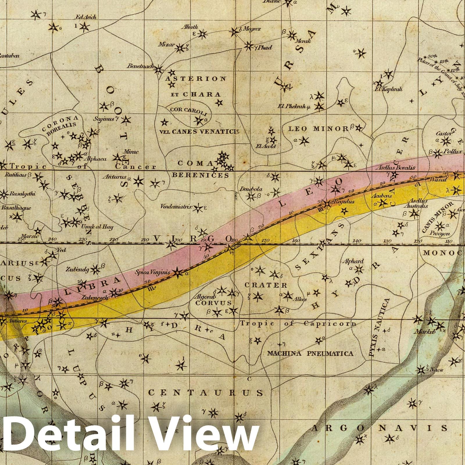 Celestial Planisphere - Celestial Map, 1835 - Historical Map Print