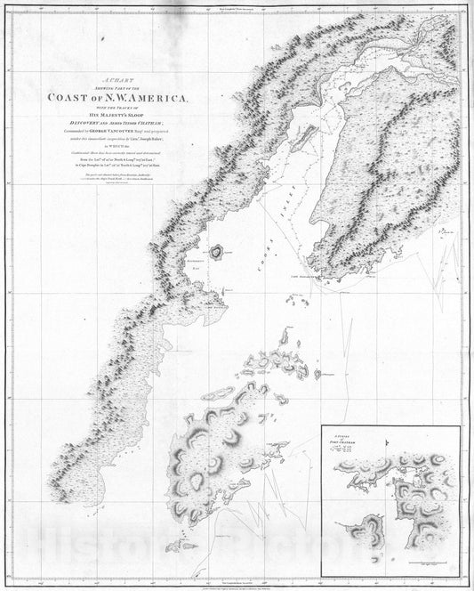Historic Wall Map : 1798 The Coast of N.W. America. v2 - Vintage Wall Art