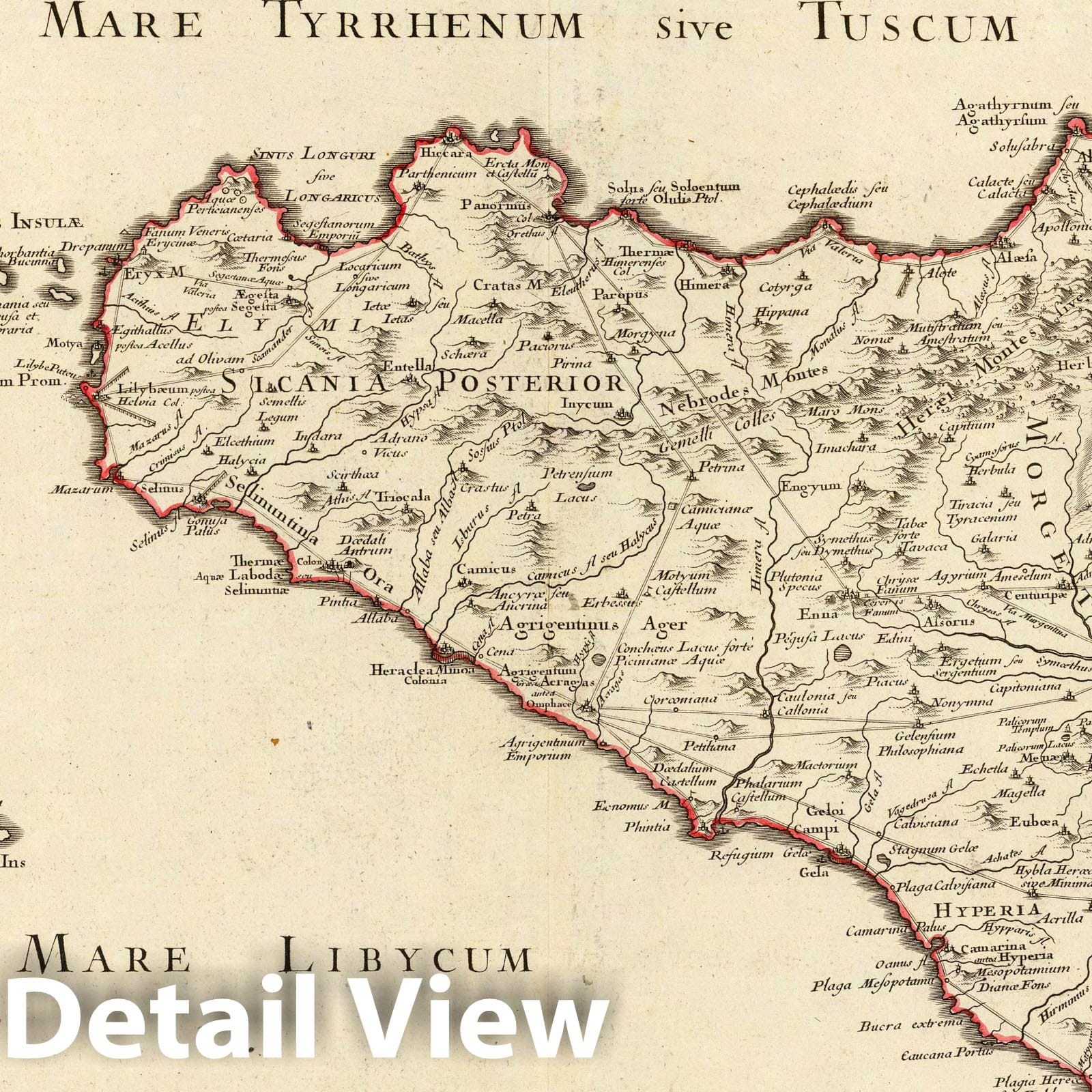 Ancient Sicily with Malta and Lipari Islands - Route Map, 1714 - Historical Map Print